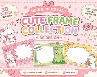手描きの動物柄ランチボックスメッセージカード30枚セット（印刷可能なスクールカード）（PDF）