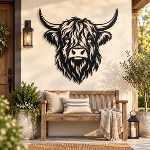 Highland Cow SVG, Rustic Farmhouse Wall Art, Scottish Cow Head (Digital Download)