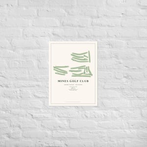 Mines Golf Course Map Poster | Sage Fill 18x24 Grand Rapids Golf Wall Art