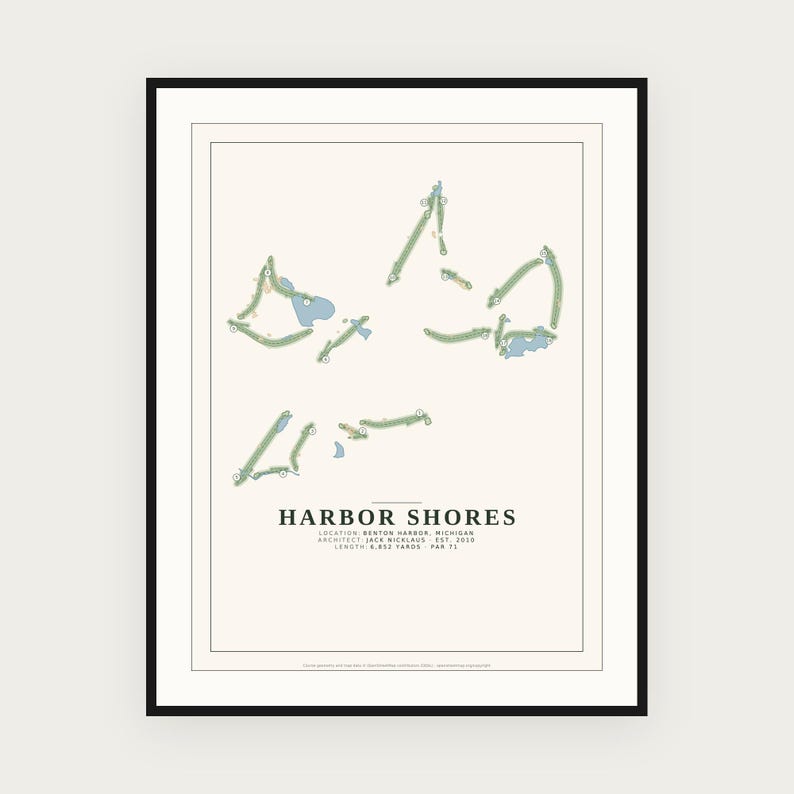 Harbor Shores Golf Course Map Print, Jack Nicklaus Design, 18x24 Michigan Golf Wall Art image 7