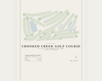 Crooked Creek, Ottawa Lake MI Golf Course Site Plan Print, Joe Paradise Design, 18x24 Michigan Golf Wall Art