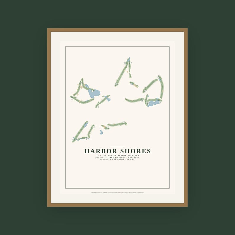 Harbor Shores Golf Course Map Print, Jack Nicklaus Design, 18x24 Michigan Golf Wall Art image 6