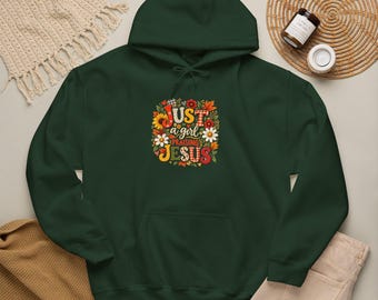 Just a Girl Praising Jesus Hoodie | Christian Floral Faith Sweatshirt