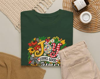 Joy Looks Good on You Christian T-Shirt | Floral Faith Tee