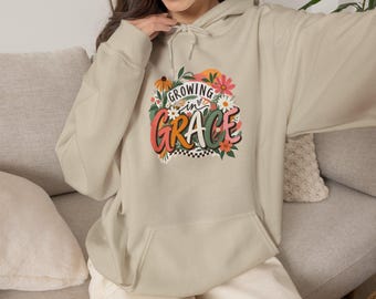 Growing in Grace Hoodie | Christian Floral Faith Sweatshirt