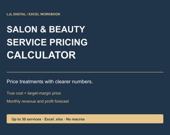 Calculadora de precios para salones de belleza y servicios estéticos en Excel / Hoja de cálculo de ganancias por tratamientos