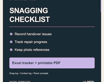 Lista de verificação e rastreamento de defeitos para novas construções no Reino Unido (Excel + PDF)
