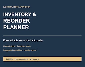 Pianificatore di inventario e riordini per Excel / Foglio di calcolo per il monitoraggio delle scorte per piccole imprese