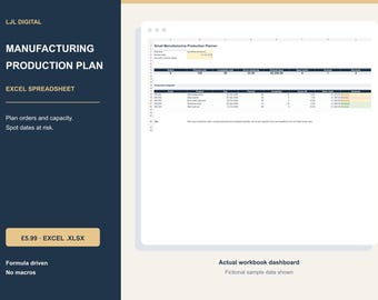 Small Manufacturing Production Planner for Excel | Production Order and Capacity Spreadsheet