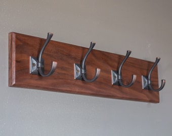 Solid Walnut Coat Rack, Entryway Coat Rack, Entryway Organizer, Coat Hanger, Coat Hooks