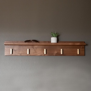 Solid Walnut Coat Rack with Shelf: Entryway Organizer