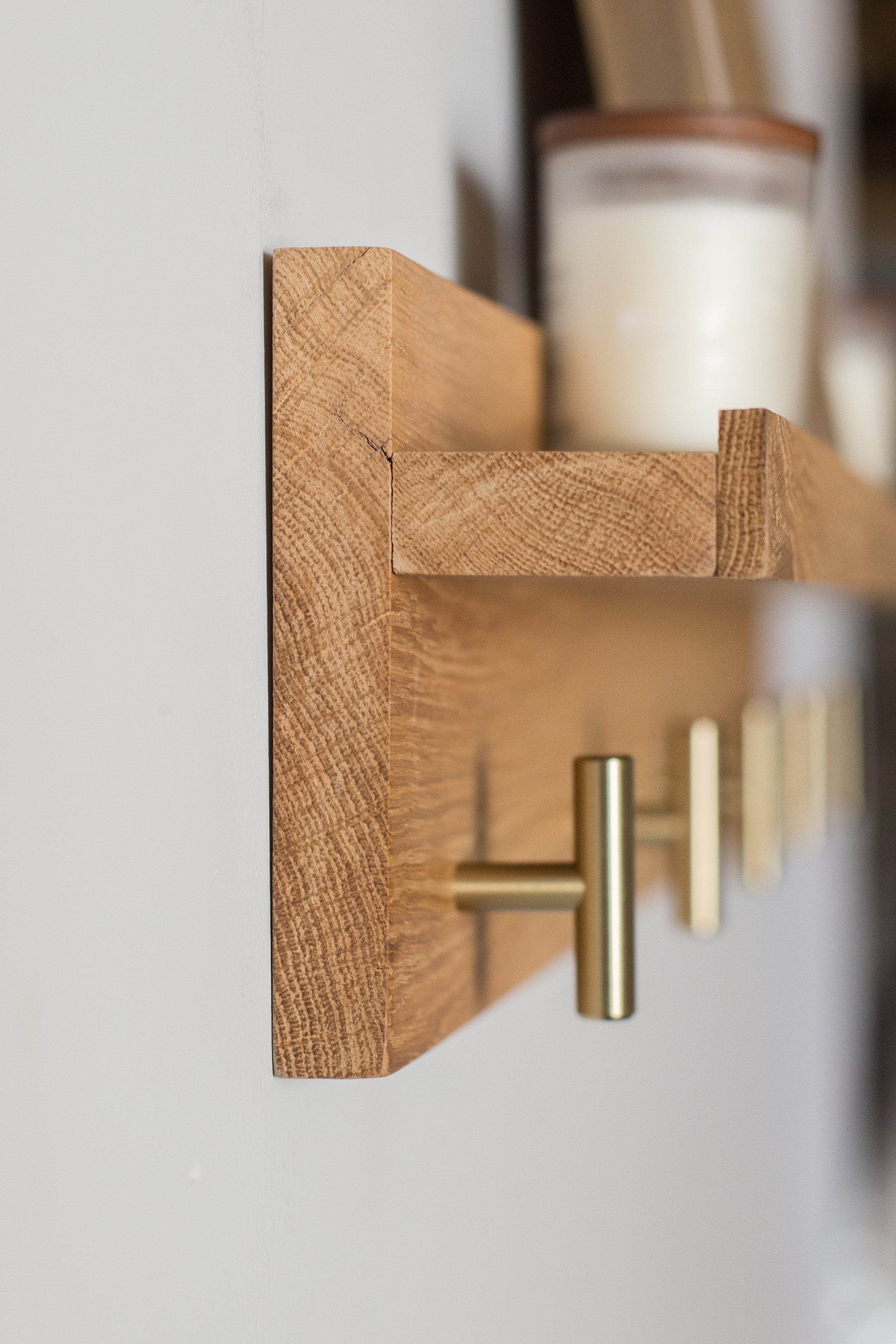 Solid White Oak Coat Rack Wall Mount Coat Rack Entryway Shelf Coat Hanger Etsy