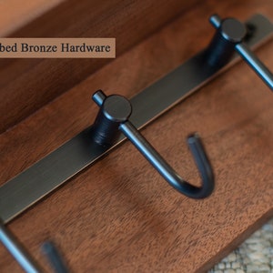 Solid Walnut Key Rack, Brass Hooks, Oil Rubbed Bronze Hooks, Key Holder image 9