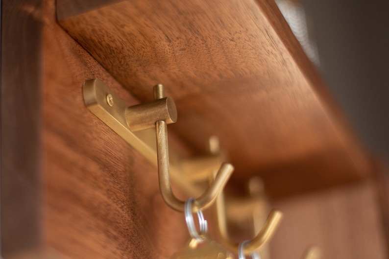 Solid Walnut Entryway Organizer: Mail Holder and Key Rack image 6