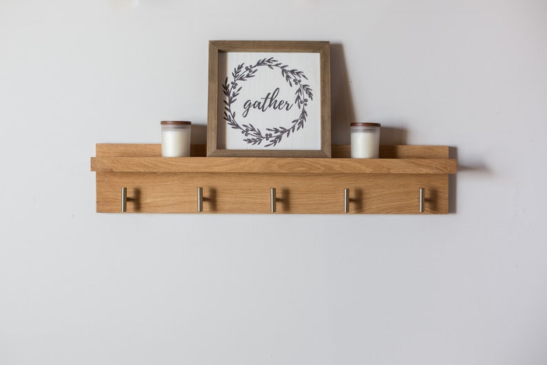 Solid Oak Coat Rack Wall Mount Coat Rack Entryway Shelf Etsy