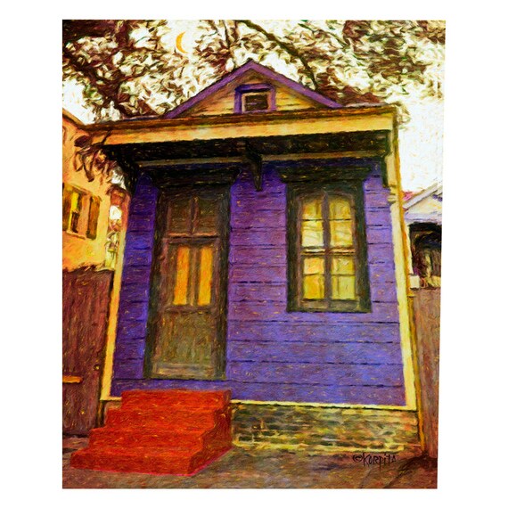 New Orleans House New Orleans Art Purple House Bywater Etsy