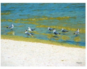 Seagulls on Beach, Seagull Painting, Seagull Art, Seashore Art, Seascape, Shore Birds, Beach Decor, Coastal Art, Coastal Wall Decor, KORPITA