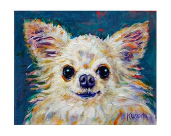 Chihuahua Painting, Chihuahua Art, Long hair Chi, Pet Portrait, Chihuahua Portrait, Chihuahua gift, Chiwawa art, Mississippi Artist, KORPITA