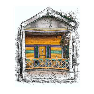 New Orleans House, House Portrait, New Orleans Art, Shotgun House, NOLA, Mississippi Artist, Mardis Gras House, Tiny House Art, KORPITA