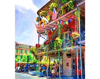 French Quarter Art, New Orleans Art, French Quarter Scene, Pirates Alley, NOLA art, Famous Corner, New Orleans Wall Art, NOLA Print, KORPITA