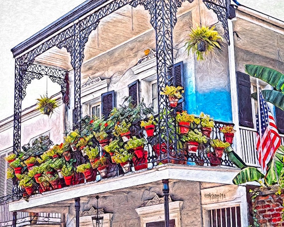 New Orleans Print, French Quarter Balcony, French Quarter Painting