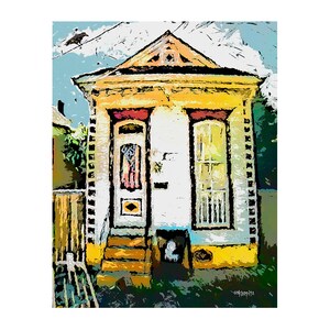New Orleans Art, New Orleans House, Shotgun House, Colorful House, Happy House Art, Tiny House Art, NOLA art, Crow Art, KORPITA
