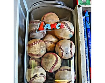 PRINT of Baseballs, Old Baseballs Art, Old Lance Jar Print, Nostalgic Print, Old Baseball Print, Boys Room Art, Baseball Wall Decor, KORPITA