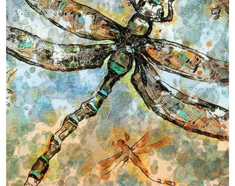 Dragonfly Painting, Dragonfly Wall Art, Dragonfly Print, Colorful Dragonfly, Nature Art, Mississippi Artist, Bug Print, Coastal Art, KORPITA