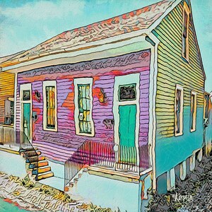New Orleans Art, Colorful Houses, NOLA Art, New Orleans House, Rainbow House, Happy Art, Mississippi Artist, Double Shotgun, KORPITA