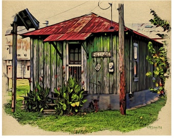 Shotgun House, Sharecropper Shack Print, Mississippi Delta art, Shack Up Inn, Tiny House, Rustic House, Old House, Delta Art, KORPITA