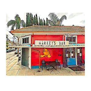 New Orleans Art, Markeys Bar, New Orleans Bar, Dive Bar, Bywater, Southern Art, Old Lounge, NOLA Print, New Orleans Decor, KORPITA