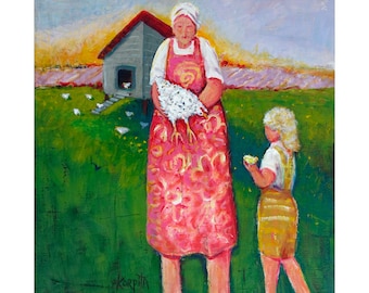 Chicken Painting, Chicken House, Granny Painting, Farm Life, Ole Timey, Biddy Art, Original Painting, Story Art, Mississippi Artist, KORPITA