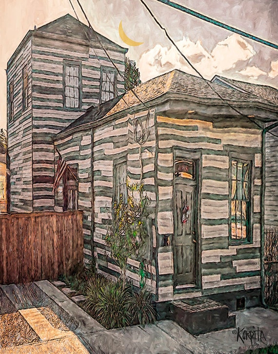 New Orleans House, Camelback Shotgun, New Orleans Art, Funky