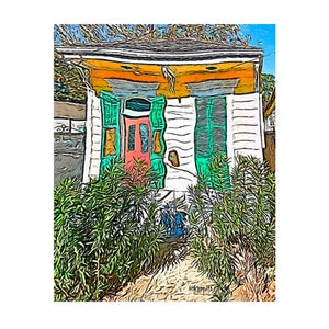 New Orleans House, House Portrait, New Orleans Art, Shotgun House, NOLA, Mississippi Artist, Crooked House, Tiny House Art, KORPITA