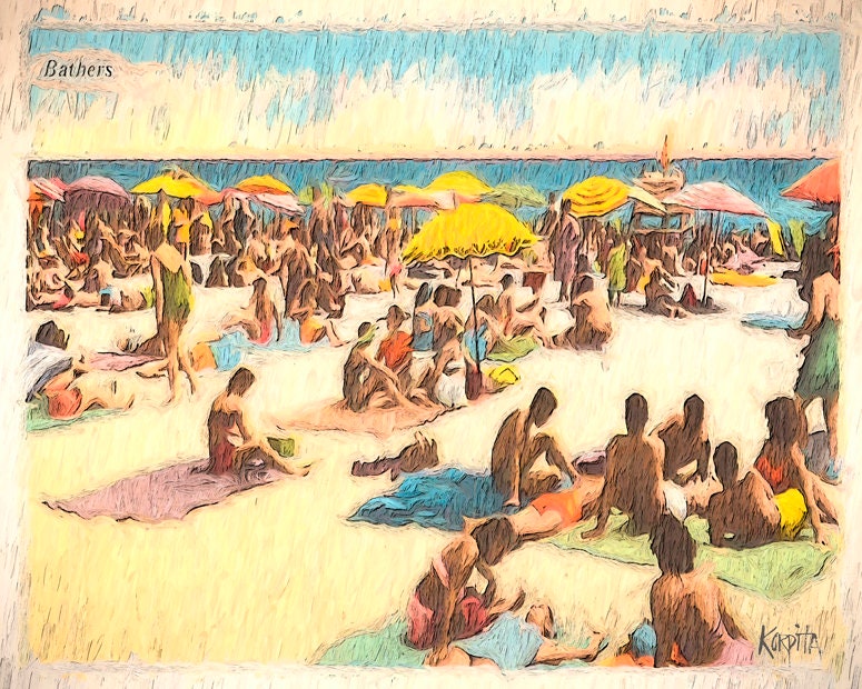 Vintage Beach, Vintage Postcard Art, Old Beach Postcard, Beach Art, Coastal  Decor, Fifties, Old Florida, Seascape, Colorful Beach, KORPITA - Etsy