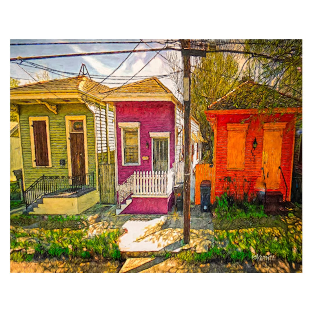 New Orleans Art, Shotgun House Art, Tiny House Art, Colorful