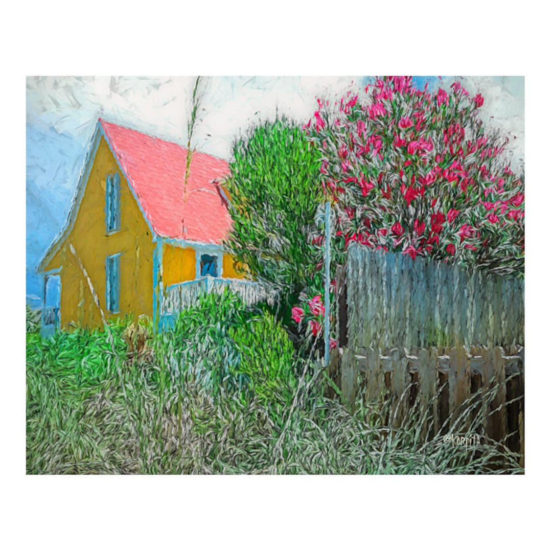 Tropical Art, Beach Cottage, Yellow Cottage, Colorful Houses, Tropical ...