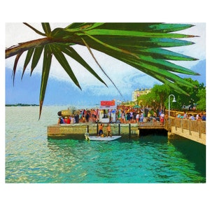 Key West Art, Mallory Square, Sunset Art, Tropical Wall Decor, Key West Print, Key West Sunset, Palm Tree Print, KORPITA