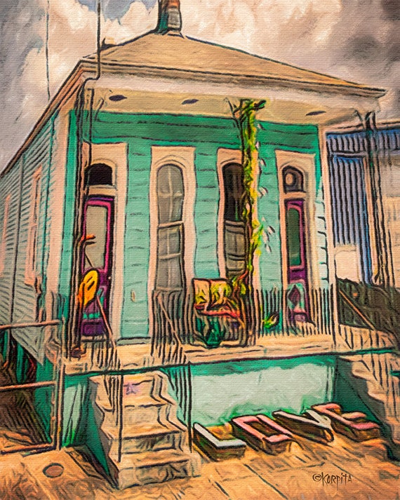 New Orleans Art, New Orleans House, House Portrait, Shotgun Houses