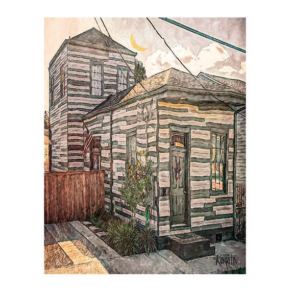 New Orleans House, Camelback Shotgun, New Orleans Art, Funky