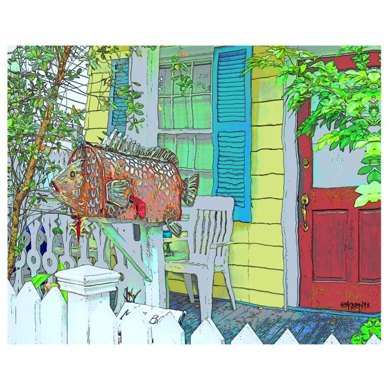 Key West Art Tiny House Art Key West Print Whimsical House Etsy