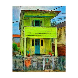 New Orleans Art, Boho Art, New Orleans House, Funky House, Colorful Houses, Nola Art, Shotgun House, New Orleans Decor, Lime House, KORPITA