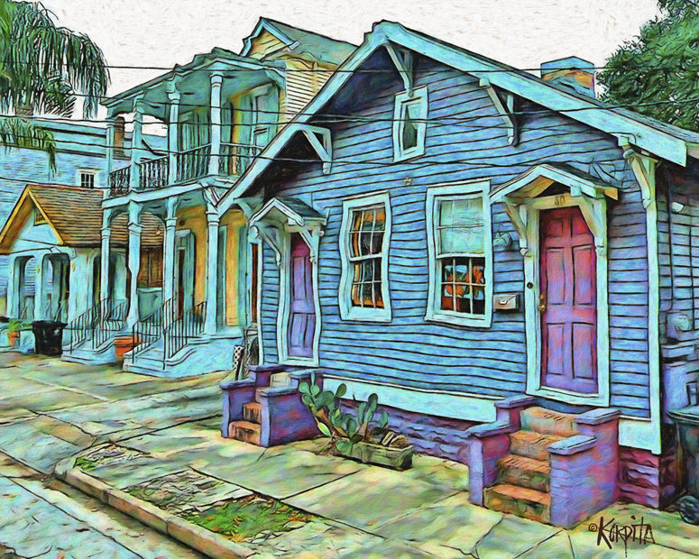 New Orleans Art Purple House New Orleans House Funky House Etsy