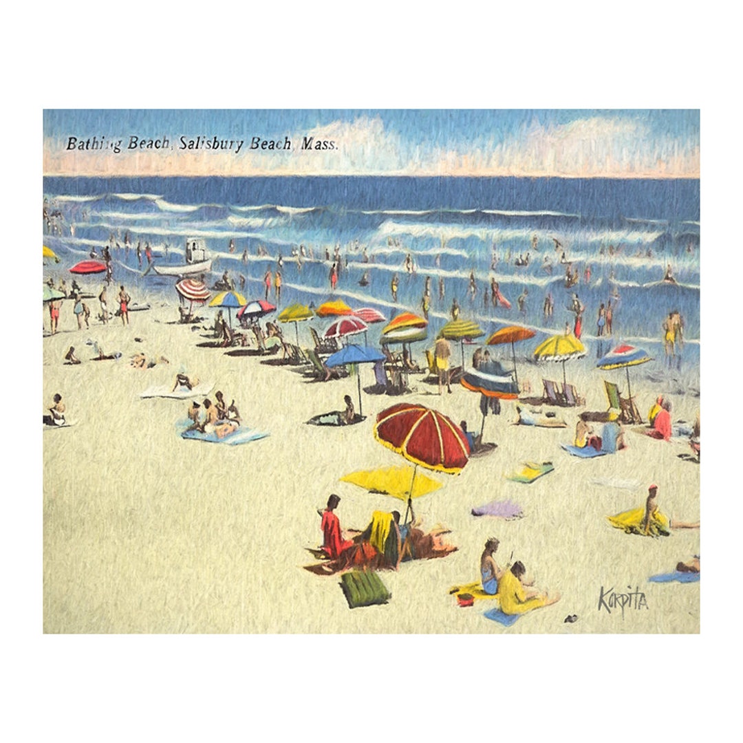 Vintage Beach, Vintage Postcard, Old Beach Postcard, Beach Art, Coastal