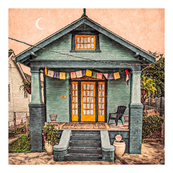 New Orleans Houses, House With Moon, Prayer Flag House, Funky
