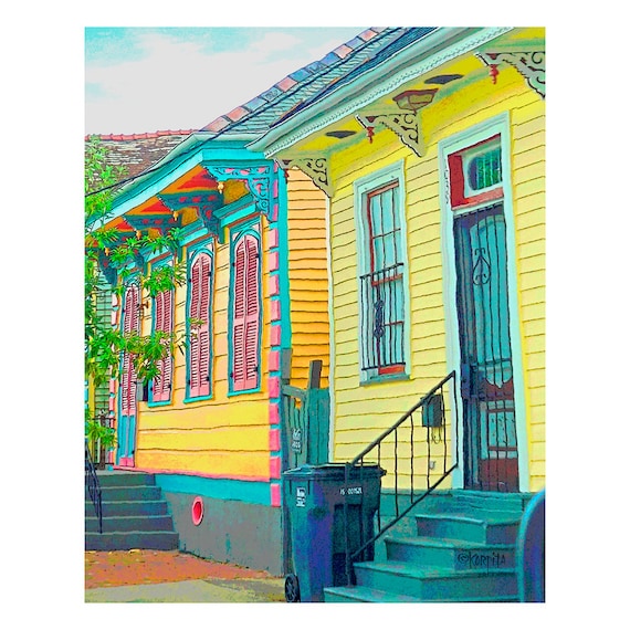 New Orleans Art, Whimsical Houses Art, Shotgun Houses, Colorful