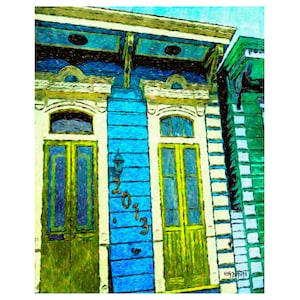New Orleans Art, New Orleans House, French Quarter Art, Colorful Houses Art, Funky House, Whimsical House Art, NOLA Art, Bywater, KORPITA