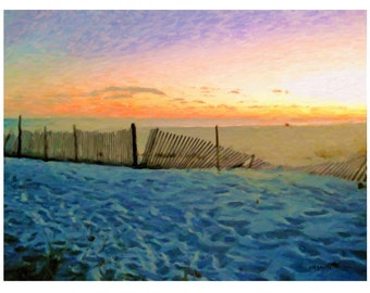 Colorful Sunset, Sunset Art, Sunset Painting, Sunset Print, Orange Beach AL, Seascape, Beach Art, Seashore Art, Beach Fence Art, KORPITA