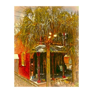 New Orleans House, New Orleans Art, House Portrait, Shotgun House, NOLA, Red House, Bywater House, Tiny House Art, Tropical Art, KORPITA