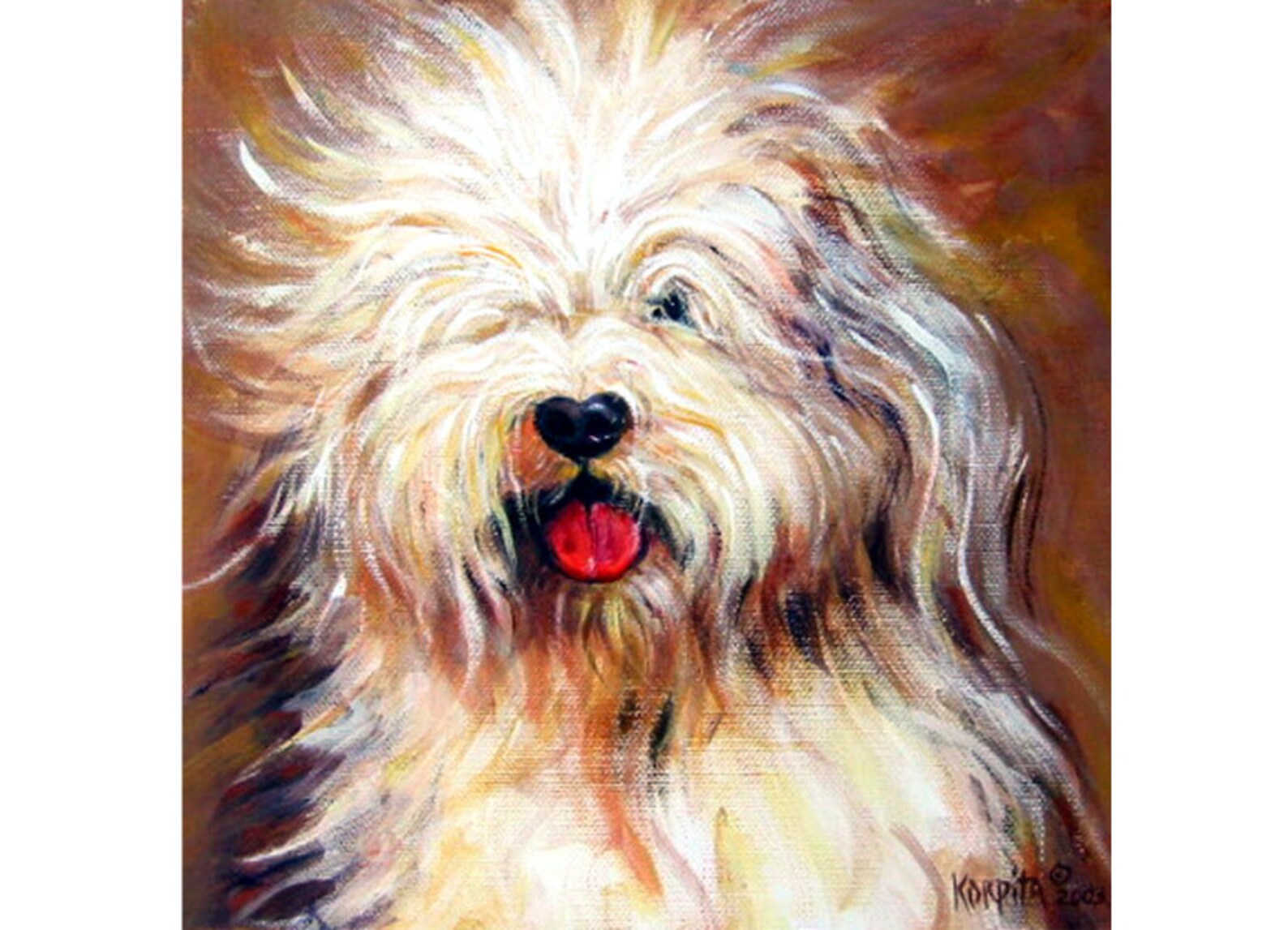 Old English Sheepdog Sheepdog Painting Fuzzy White Dog Dog Etsy